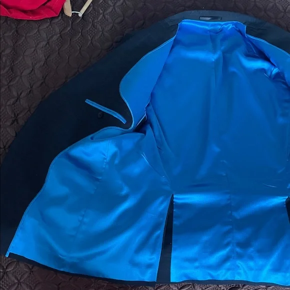Men's Black Blazer with Blue Lining